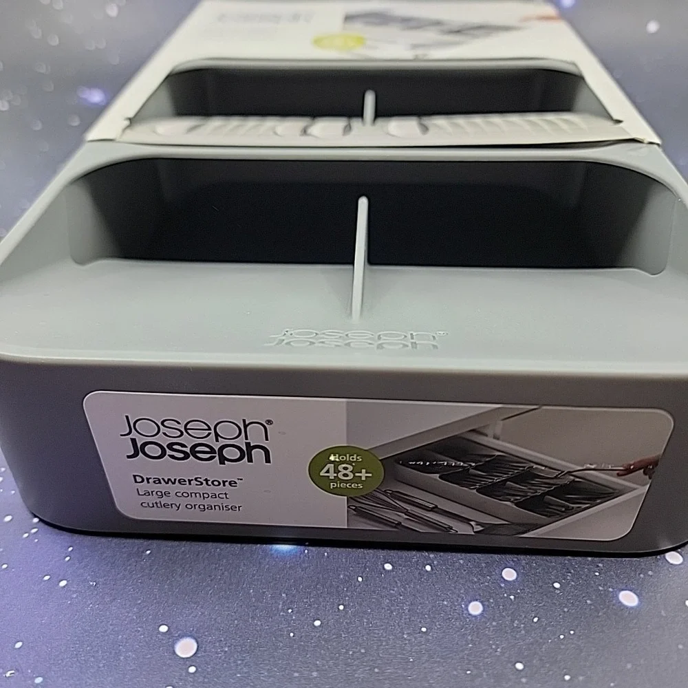Joseph Joseph DrawerStore Large Compact Cutlery Organizer Holds 48+ Pieces Gray